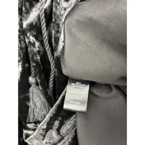 Torrid Dress Womens 1X Black Velvet Long Sleeve Boho Tassel Tie 14-16 - Picture 6 of 7